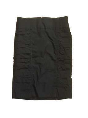 Grass Collection Black Ruched Pencil Skirt Small